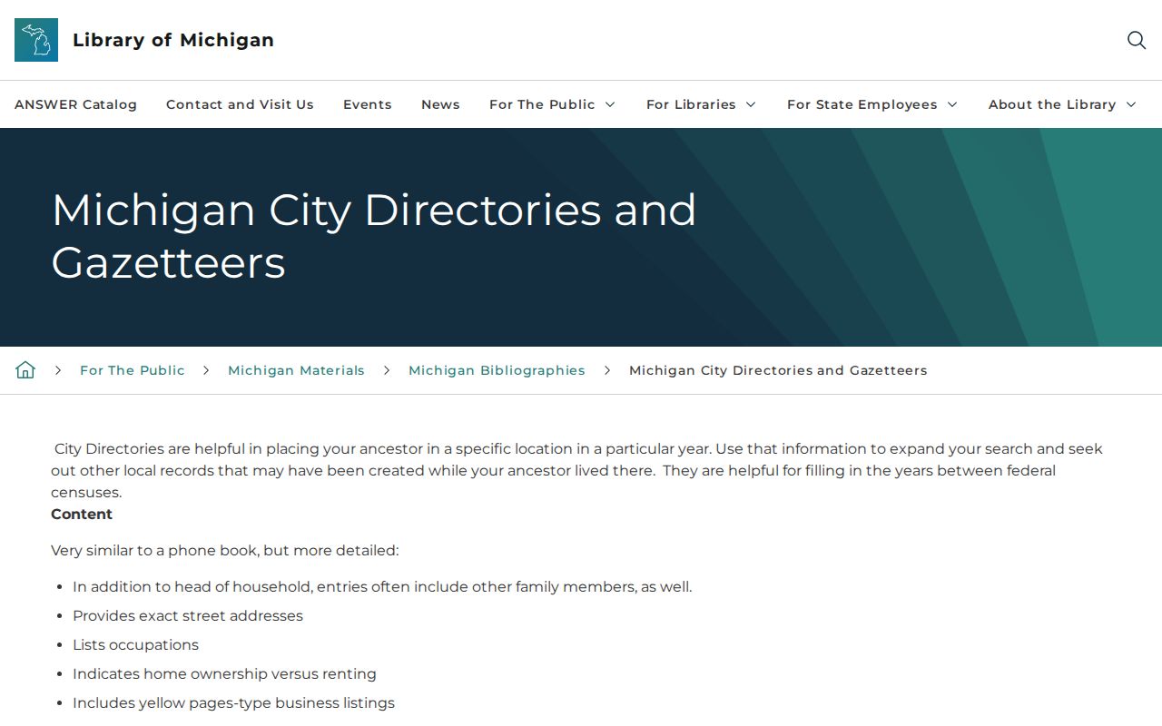 Jackson city directory research guidance from the Michigan directory guide