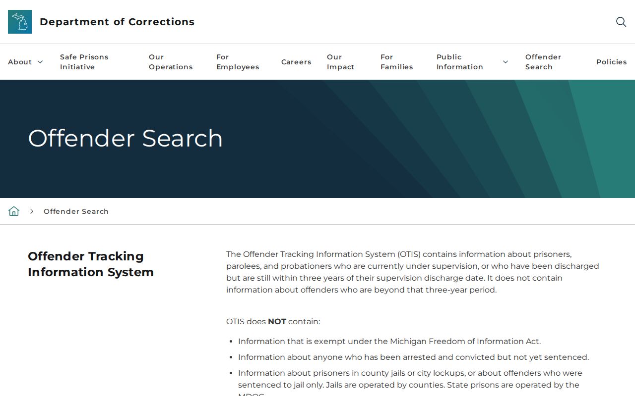 Jackson resident lookup through the Michigan OTIS offender search