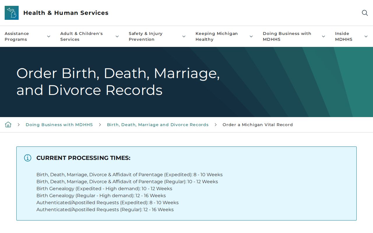 Jackson residents directory Michigan vital records order