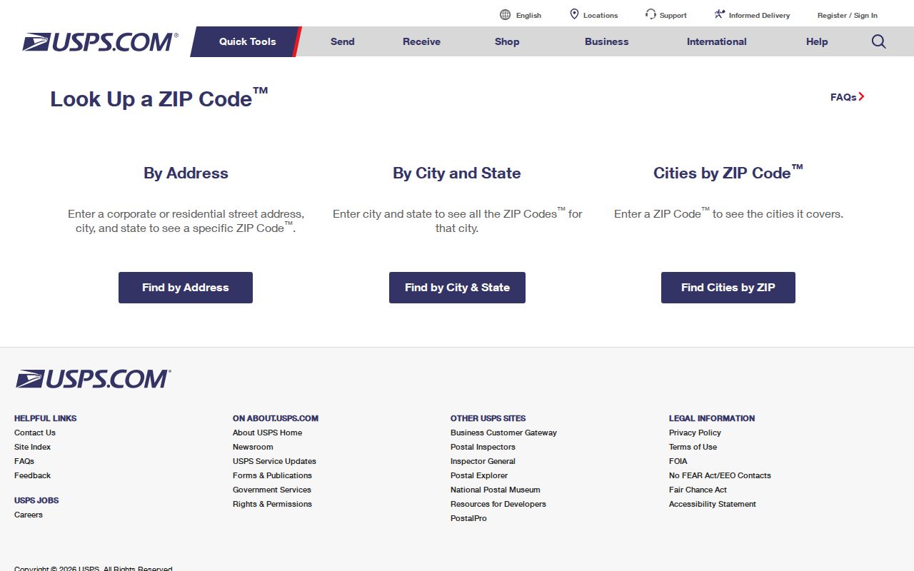 Jackson ZIP code directory verification with the USPS ZIP lookup